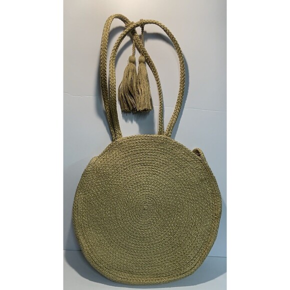 Magid Round Jute Tote Bag Shoulder Handbag Purse Shopper Boho Beach Straw Woven - Picture 5 of 11